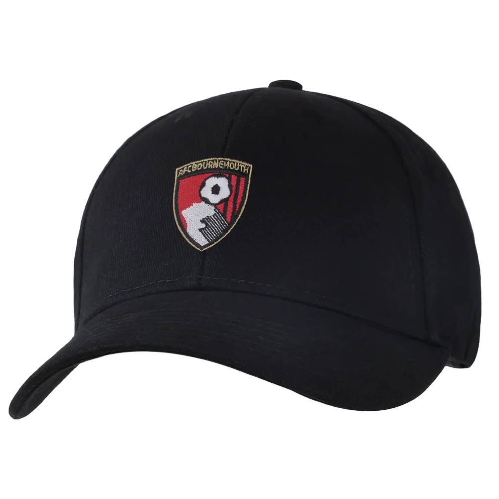 AFC Bournemouth black classic curved brim cap with an embroidered Bournemouth crest