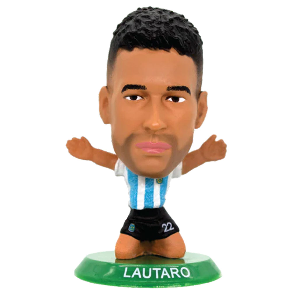 Argentina SoccerStarz Lautaro Martinez collectable figure in the classic home kit on a green base