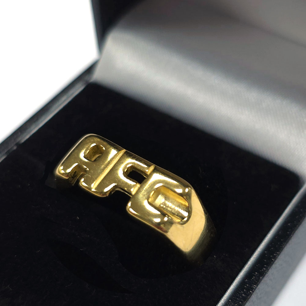 Arsenal FC 18ct gold plated on silver AFC ring, size R, in the classic AFC design