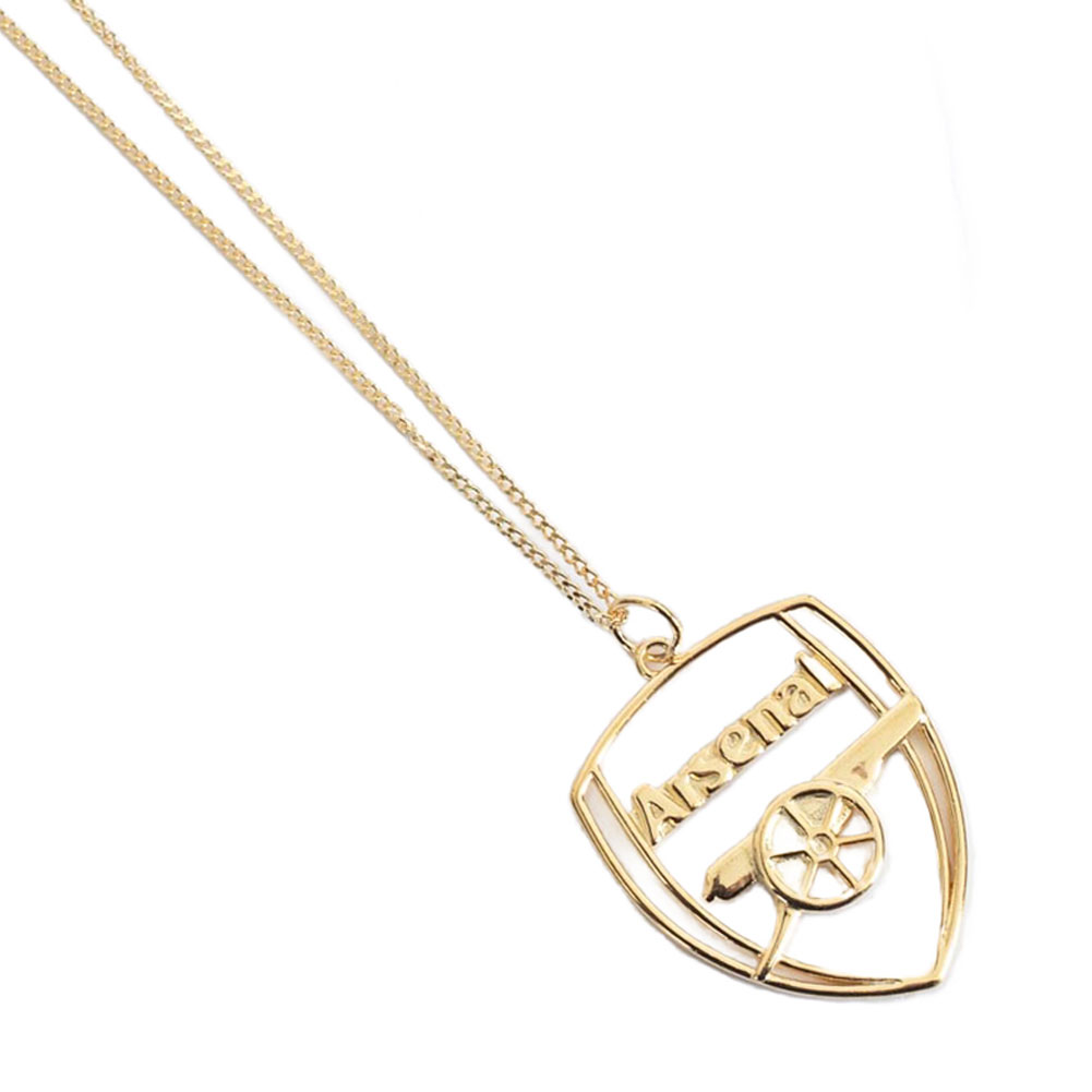 Arsenal FC crest pendant with 18ct gold plating on a sterling silver chain necklace