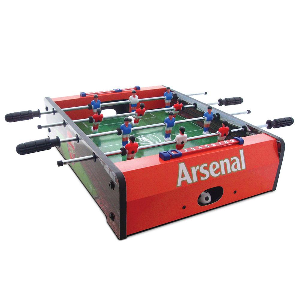 Arsenal FC table top football game with a grass effect pitch, stadium graphics and red or blue players