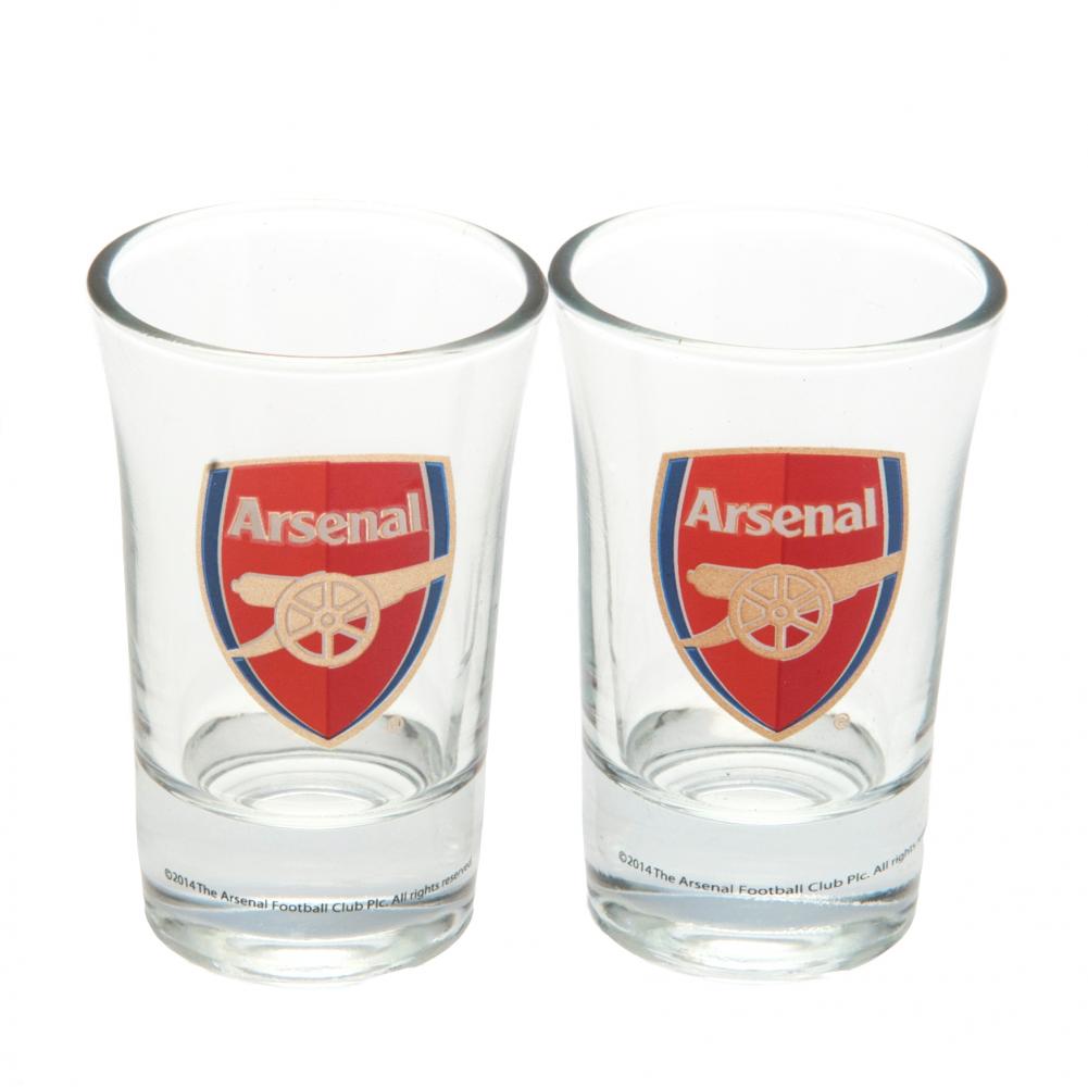 Pair of Arsenal FC shot glasses with a full colour club crest
