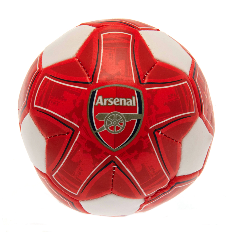 Arsenal FC red and white 4 inch textured soft ball featuring the Arsenal crest