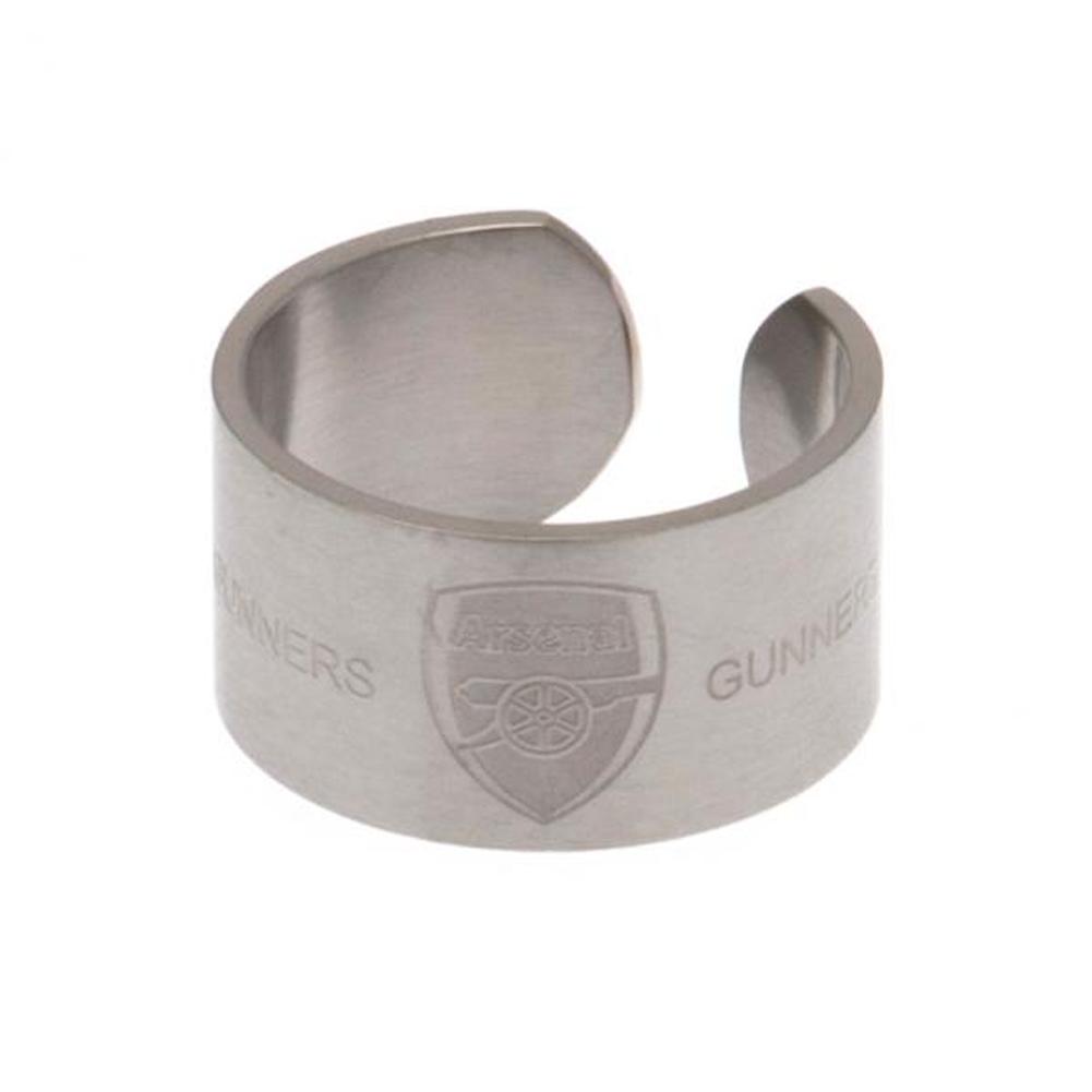 Arsenal FC small stainless steel bangle style ring, size R, engraved with the Arsenal crest