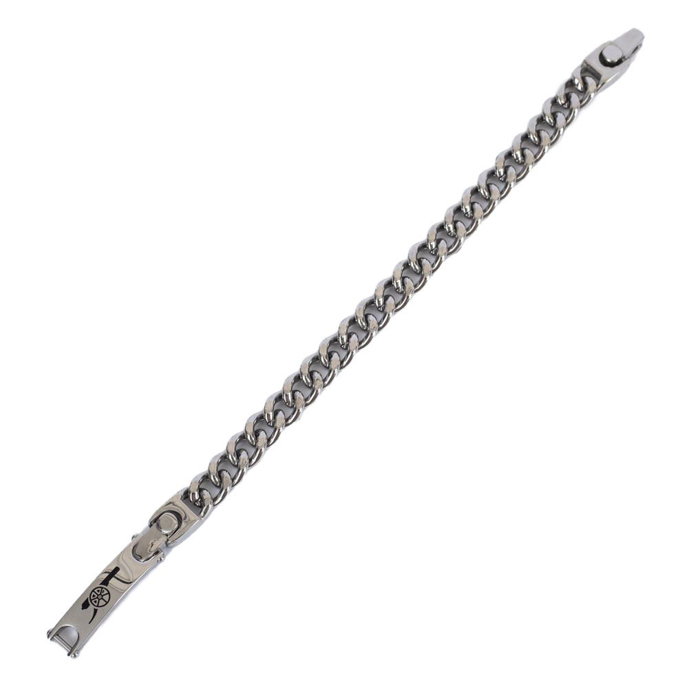 Arsenal FC stainless steel rope link bracelet with a detachable central plate engraved with the Gunners logo
