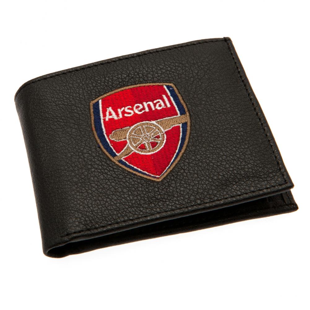Black Arsenal FC PU wallet with a large embroidered club crest