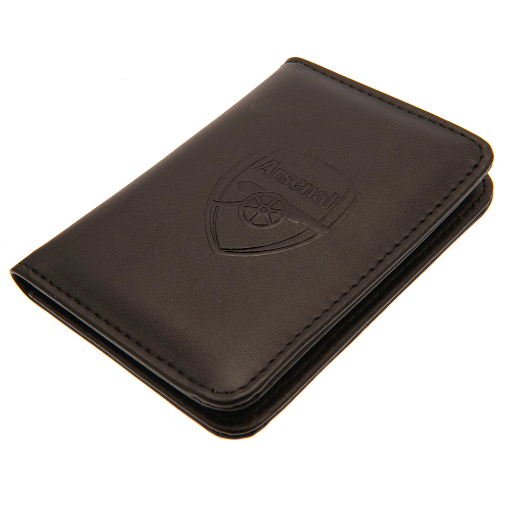 Arsenal FC luxury PU card holder with a debossed Arsenal crest, clear photo pouch and card slots