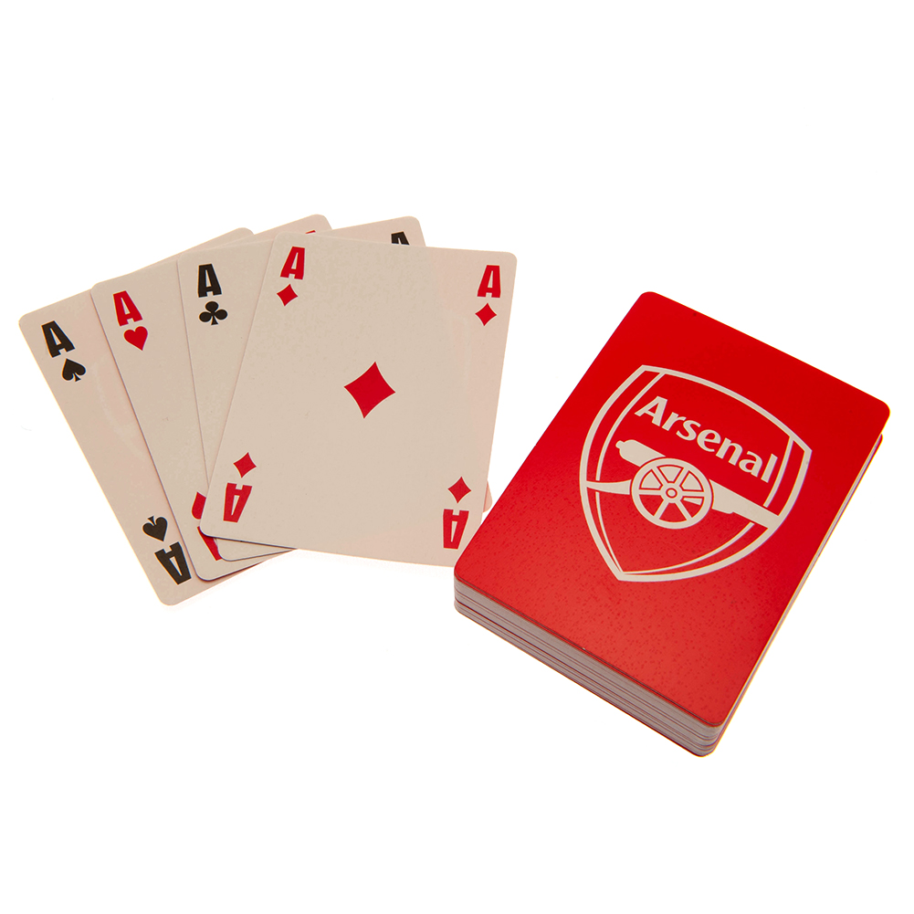Arsenal FC executive playing cards in a printed card box, each card adorned with the Arsenal crest