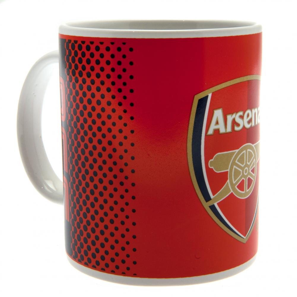 Arsenal FC ceramic mug with a fade design featuring AFC text and a full colour club crest