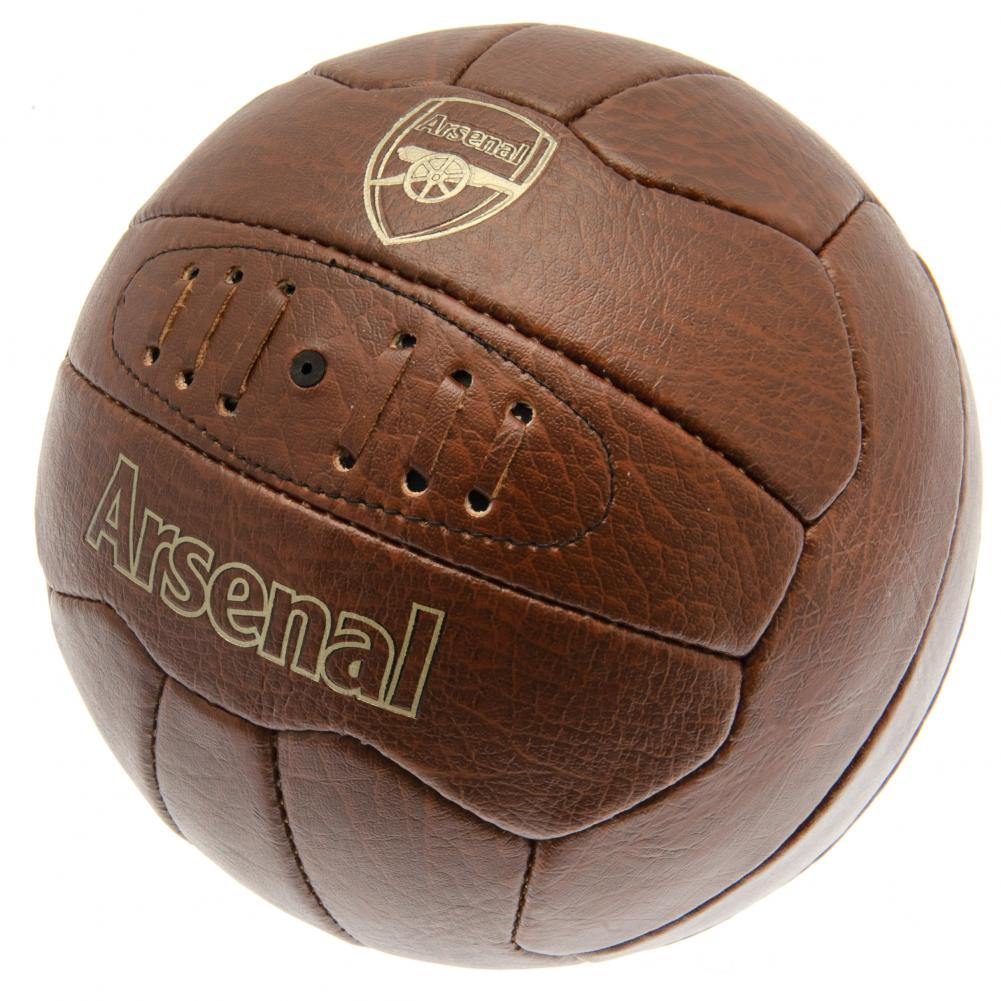 Arsenal FC faux leather effect retro Size 5 football with a gold debossed Arsenal crest and text