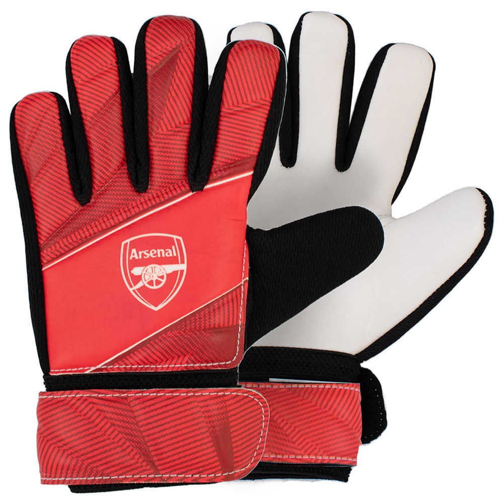 Arsenal FC kids Fuse design goalkeeper gloves with a white Arsenal crest