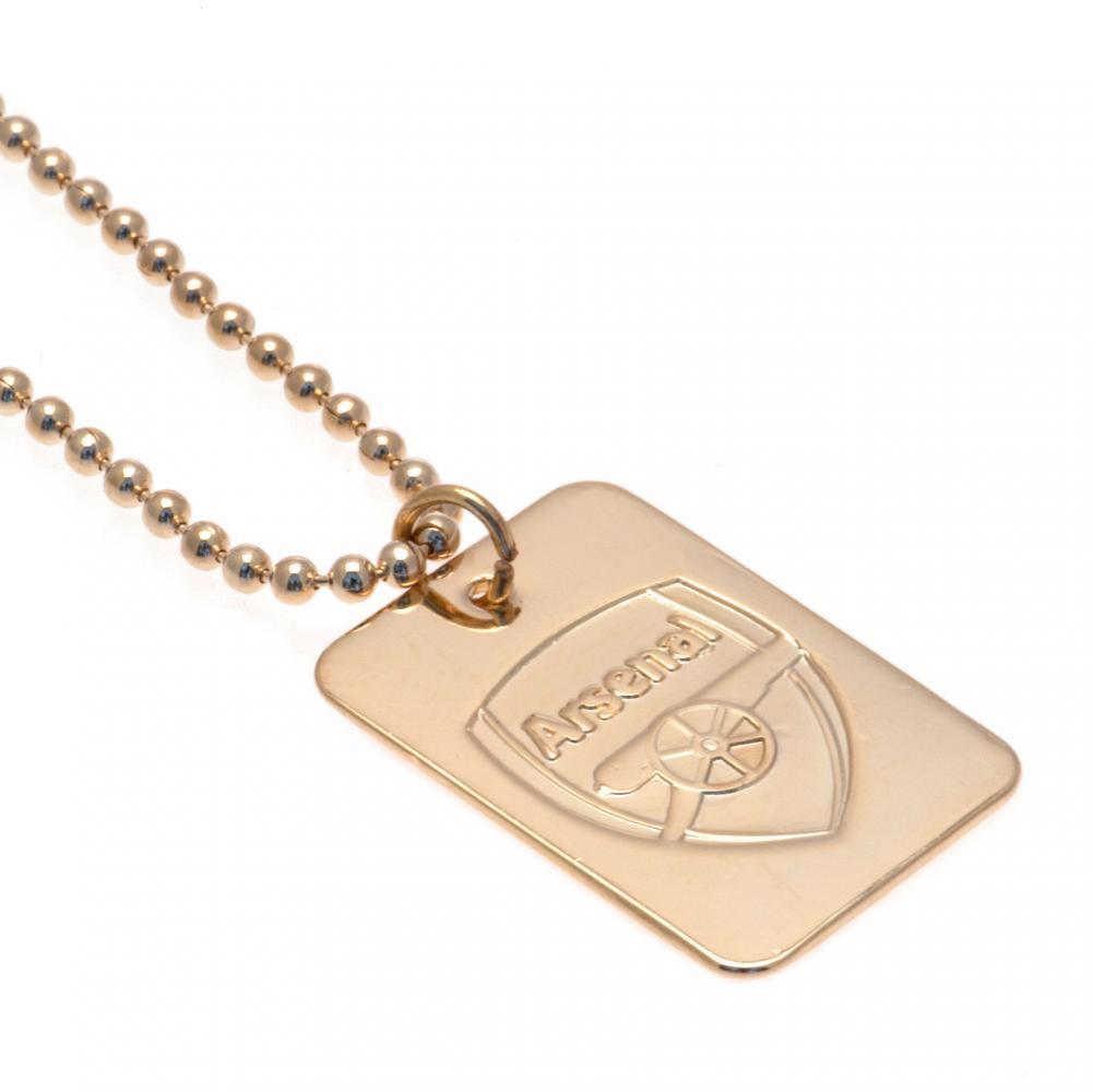 Arsenal FC gold plated dog tag with an embossed club crest and a ball chain