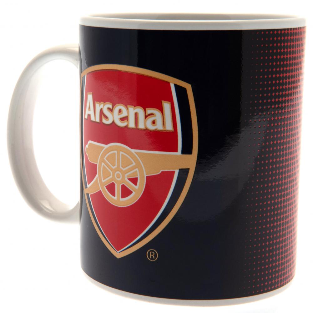 Arsenal FC ceramic mug with a full colour halftone club crest and a white handle