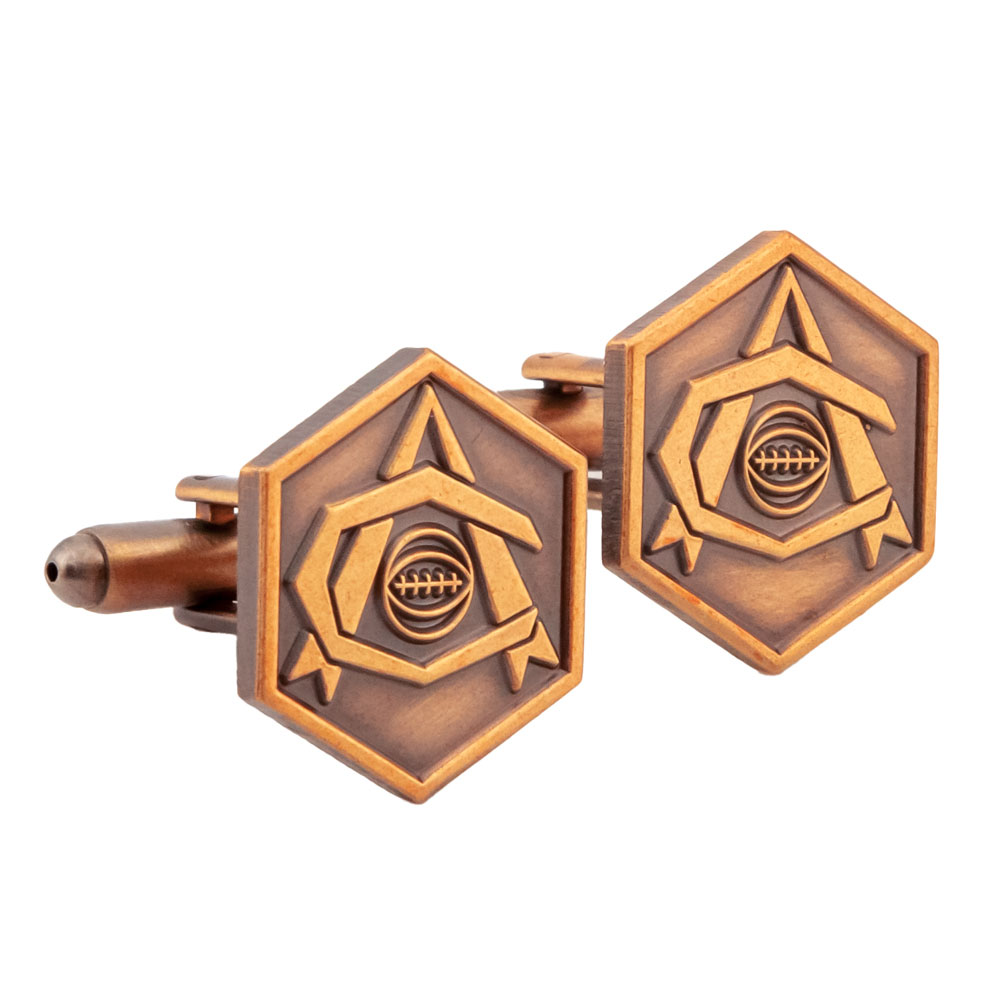 Pair of Arsenal FC antique gold style heritage cufflinks with a formed Art Deco crest