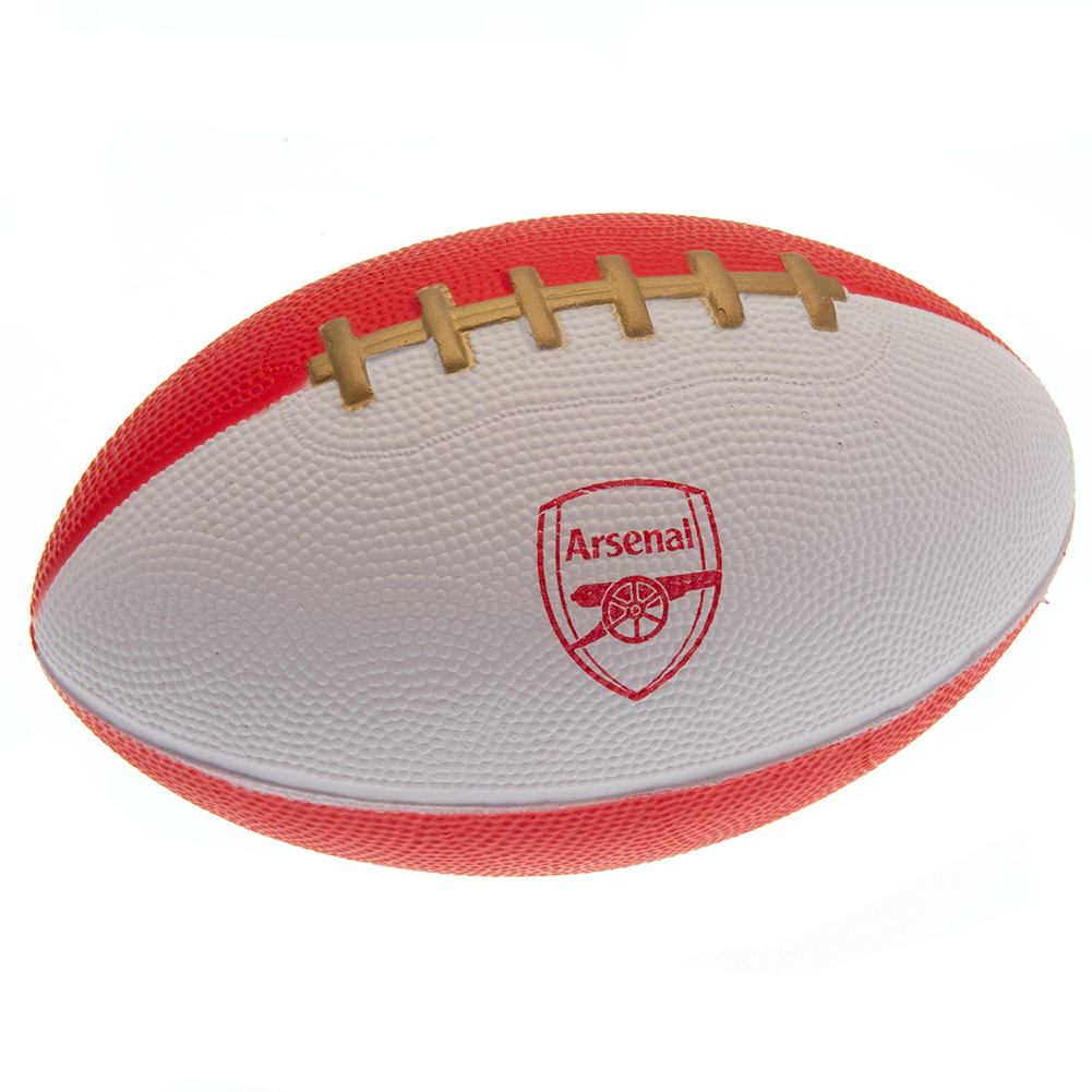Arsenal FC red and white mini foam American football with a printed red Arsenal crest