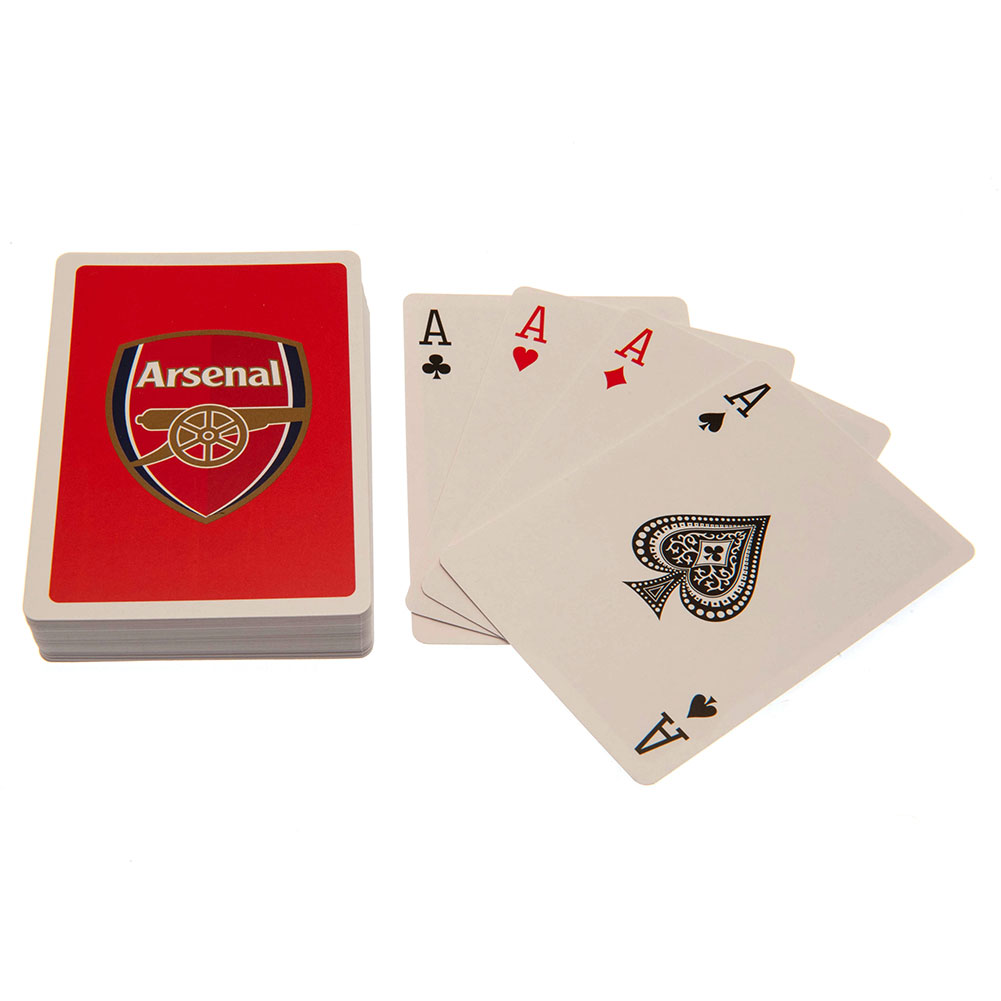 Arsenal FC linen playing cards in a printed card packet, each card adorned with the Arsenal crest