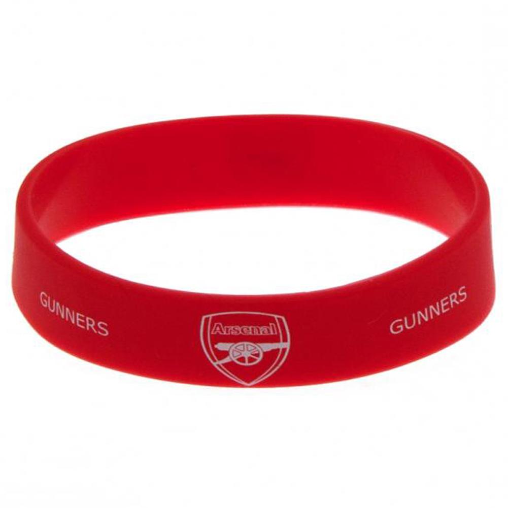 Vibrant red Arsenal FC silicone wristband with Gunners text and the Arsenal crest