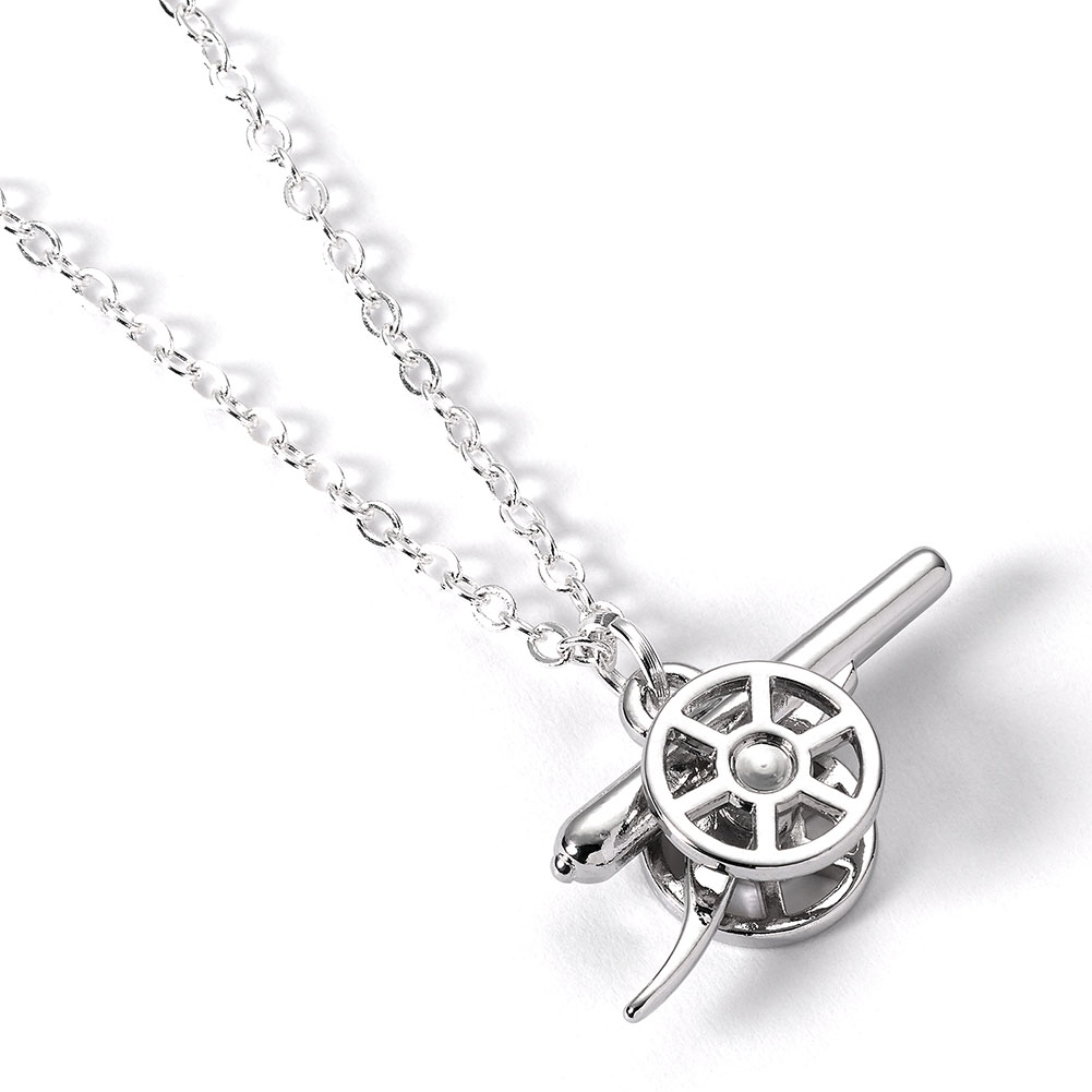 Arsenal FC silver finish necklace with a 3D Arsenal cannon pendant, shown in a display packet