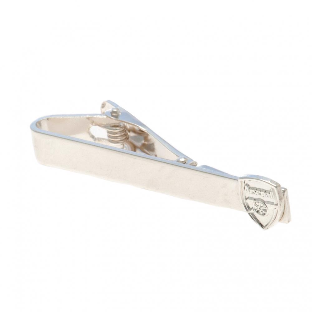 Arsenal FC silver plated tie slide with a mirror finish and the Arsenal crest on the pin