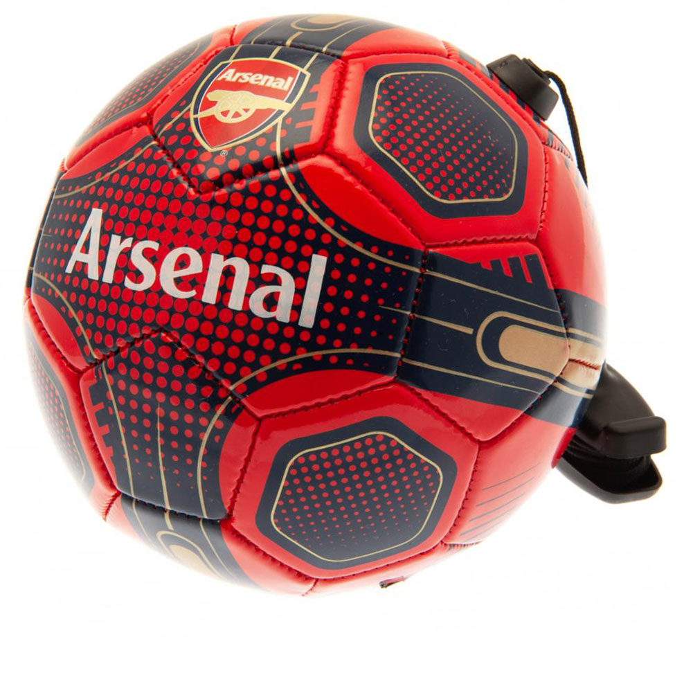 Arsenal FC red size 2 skills trainer ball with a full colour Arsenal crest, navy detail and cord