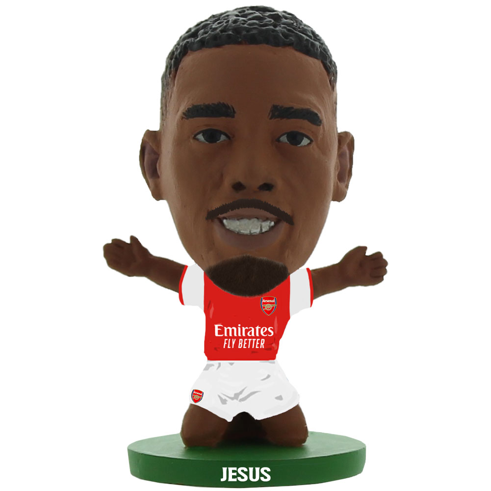 Jesus SoccerStarz figure in the classic Arsenal home kit on a green base