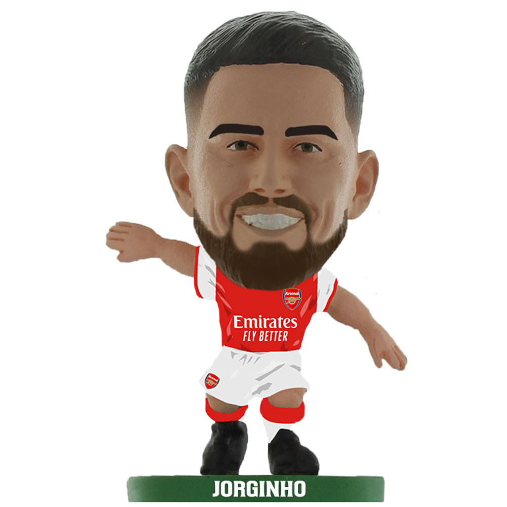 Arsenal FC SoccerStarz Jorginho collectable figure in the classic home kit on a green base