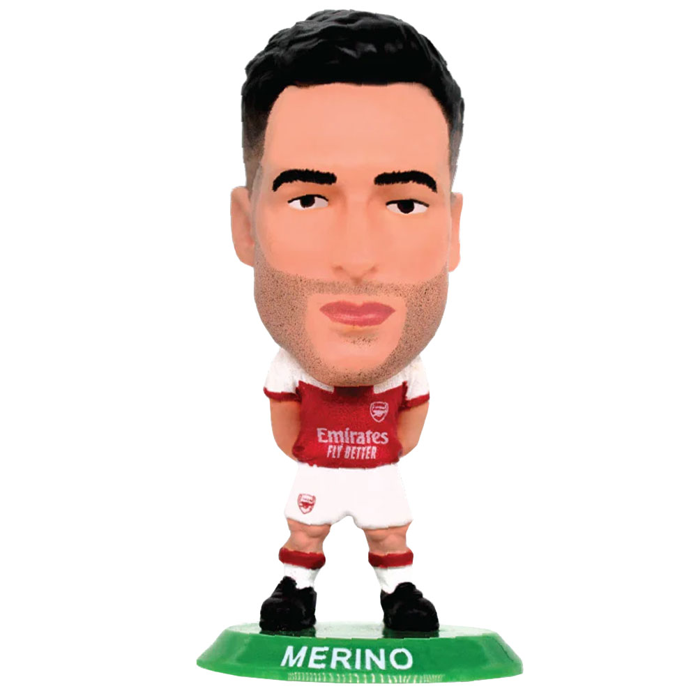 Merino SoccerStarz figure in the classic Arsenal home kit on a green base