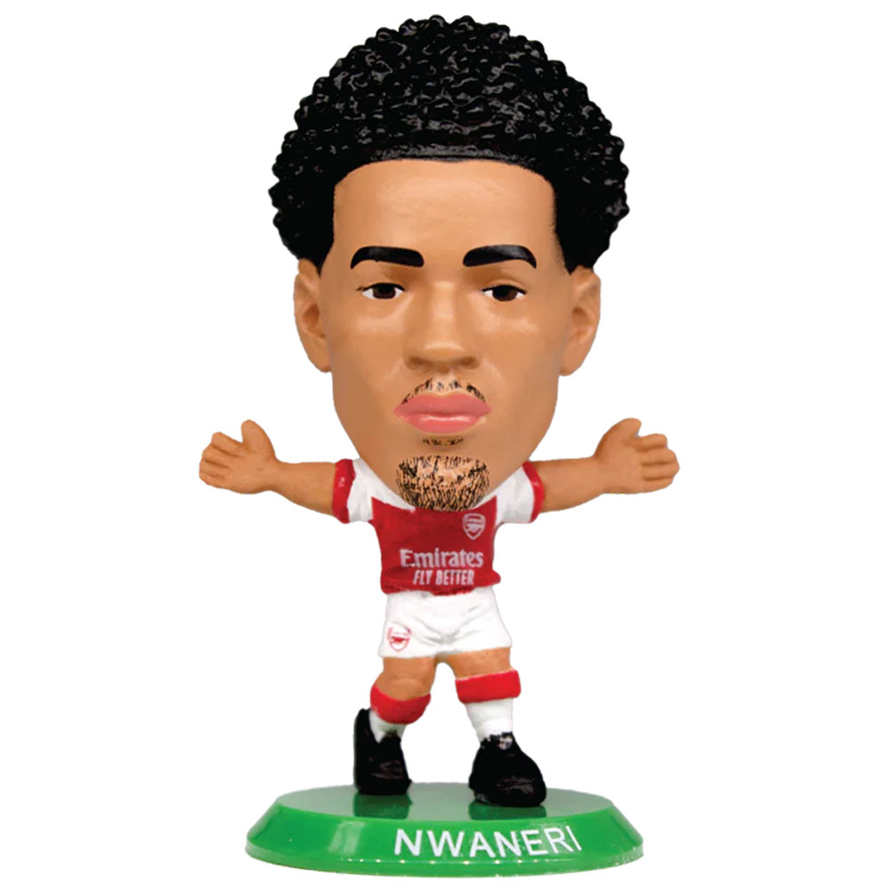 Nwaneri SoccerStarz figure in the classic Arsenal home kit on a green base