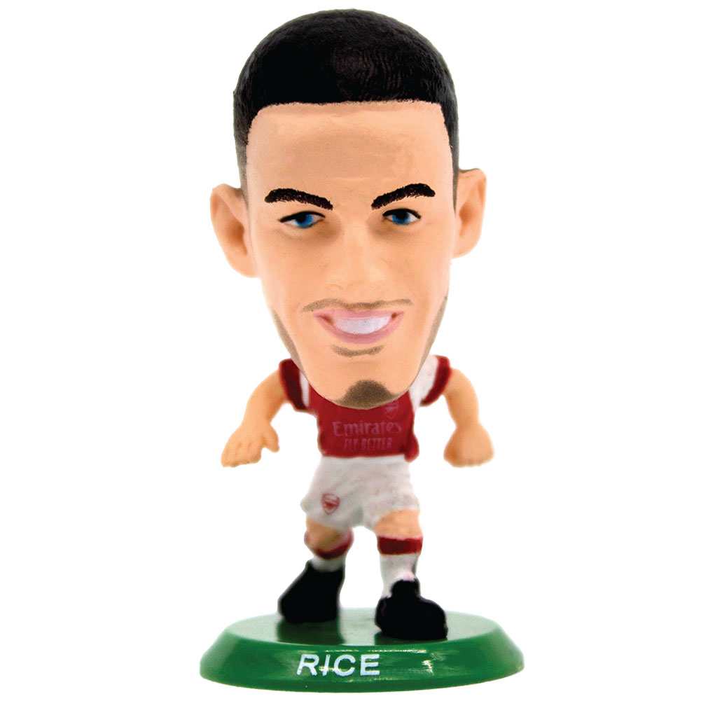 Arsenal FC SoccerStarz Declan Rice collectable figure in the home kit, standing on a green base
