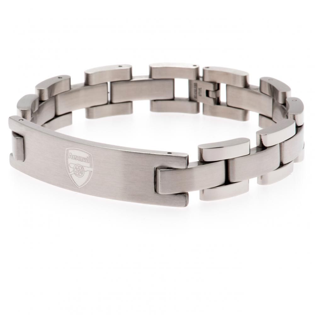 Arsenal FC classic stainless steel link bracelet with an engraved club crest plate