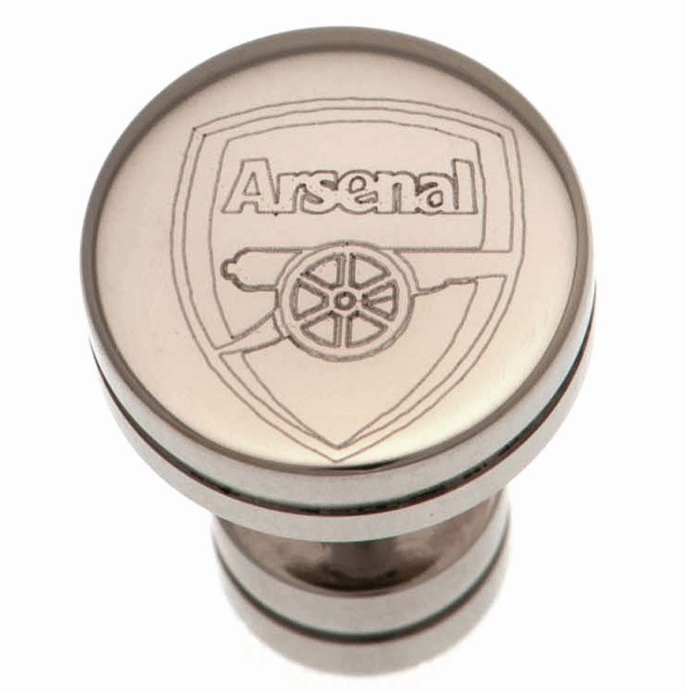 Arsenal FC stainless steel stud earring with a laser printed Arsenal crest