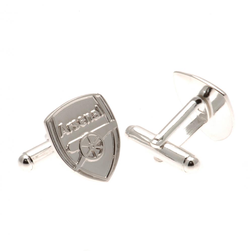 Arsenal FC crest-shaped sterling silver cufflinks in a chrome finish