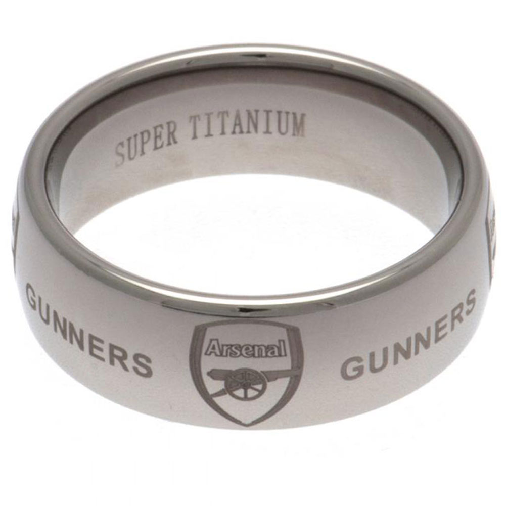 Arsenal FC super titanium ring with an engraved Arsenal crest