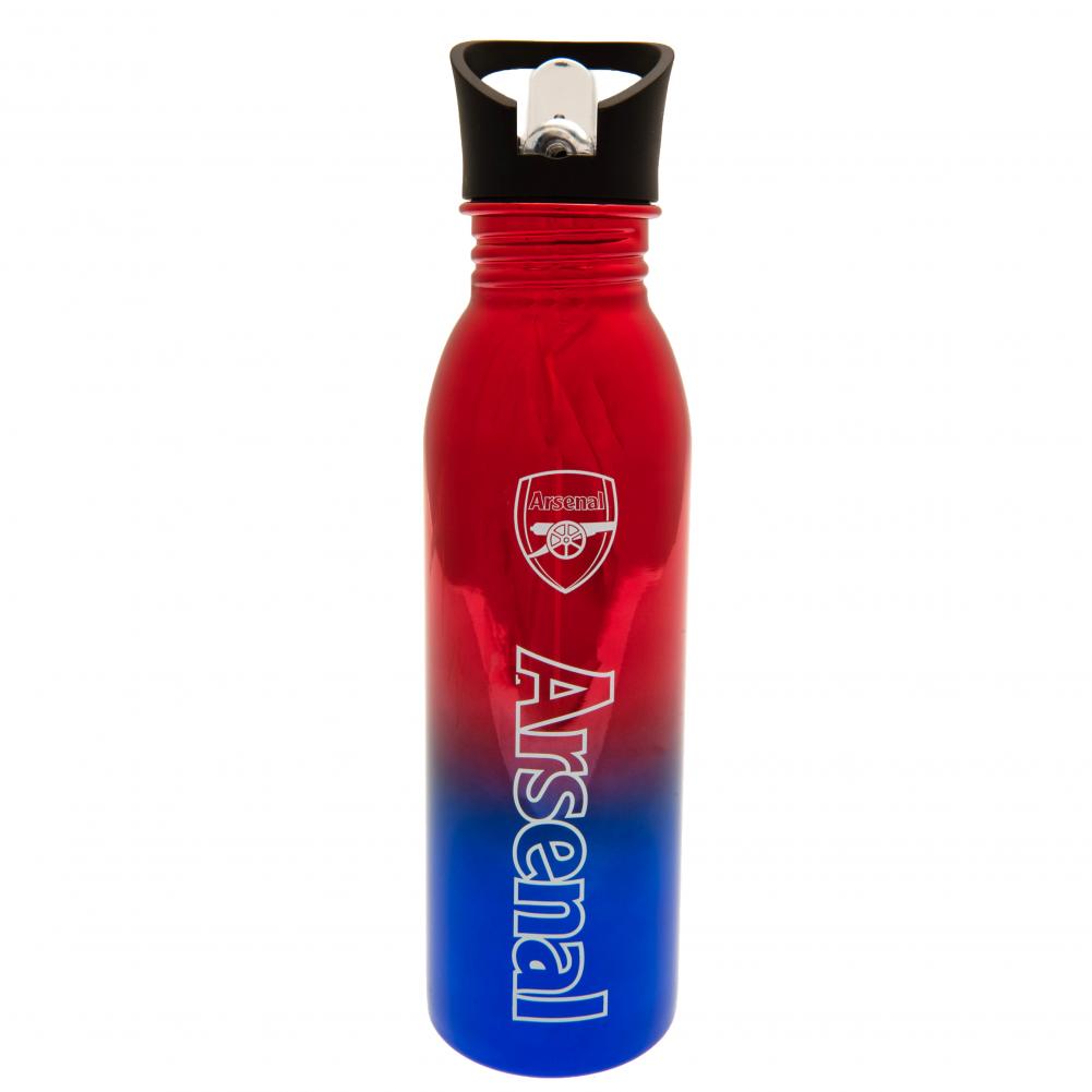 Arsenal FC stainless steel UV metallic drinks bottle with a white Arsenal crest and text