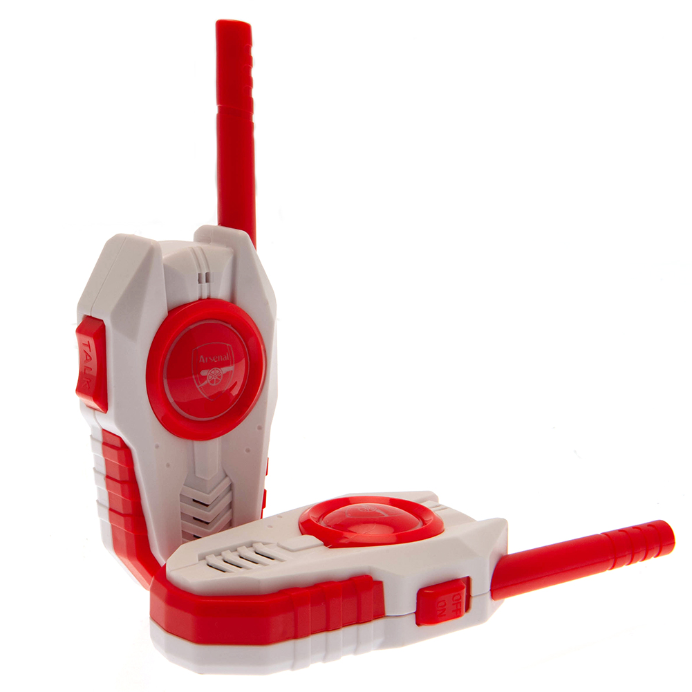 Arsenal FC walkie talkie set in red and white with a crest in the middle