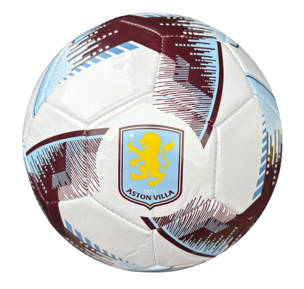 Aston Villa FC claret and white Blitz design Size 5 football with a full colour Villa crest