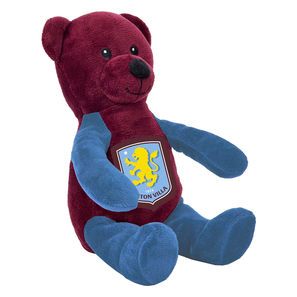 Aston Villa FC soft plush contrast teddy bear with a Villa crest on the chest