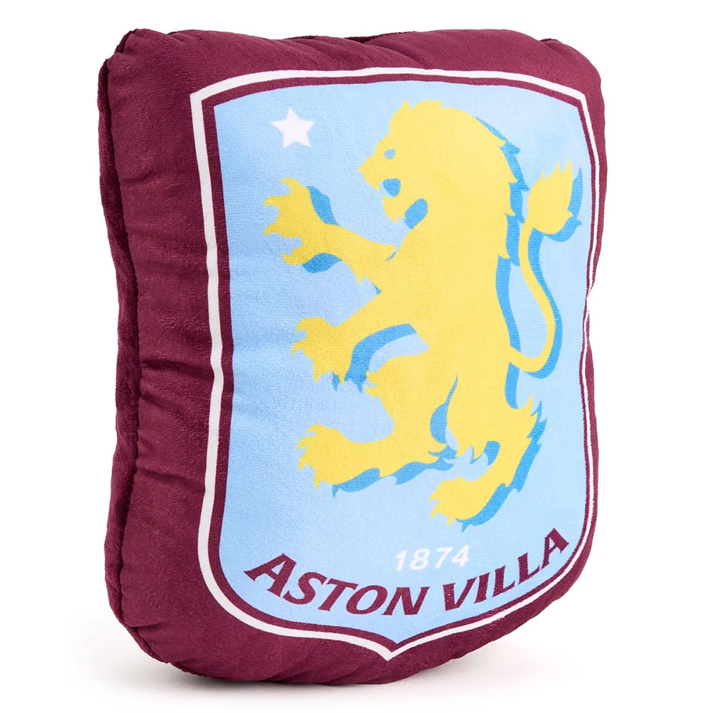 Bright colourful Aston Villa FC crest cushion with a swing tag