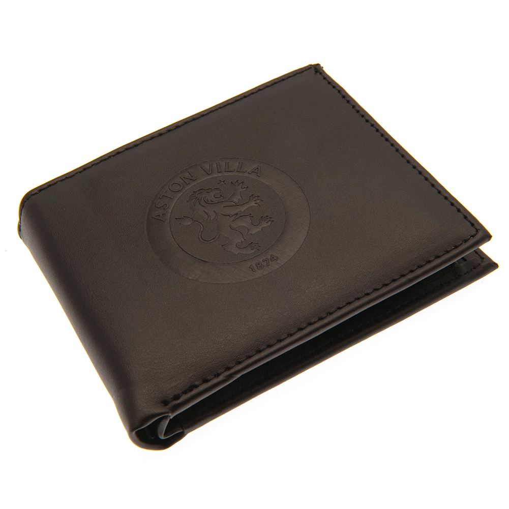 Black Aston Villa FC PU wallet with a large debossed club crest