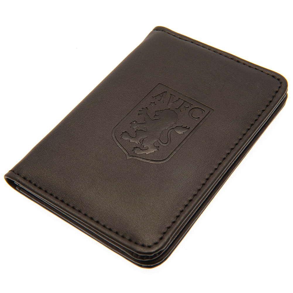 Aston Villa luxury PU card holder with a debossed Villa crest, clear photo pouch and card slots