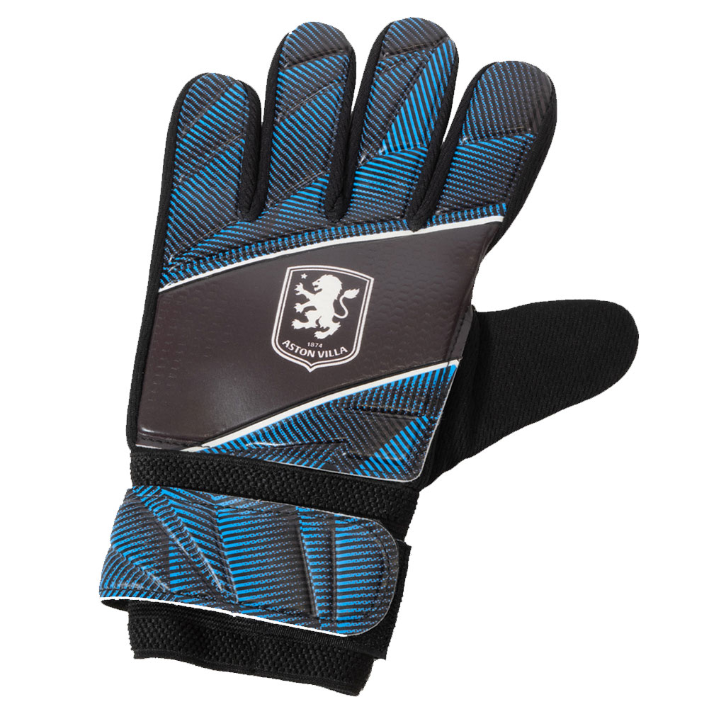 Aston Villa FC kids Fuse design goalkeeper gloves with a white Villa crest
