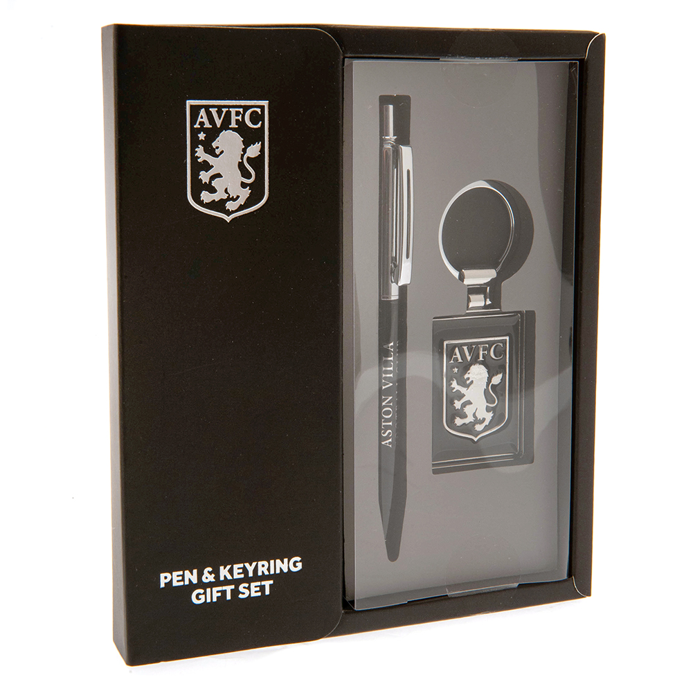 Aston Villa FC executive pen and large rectangle keyring gift set in a gift box