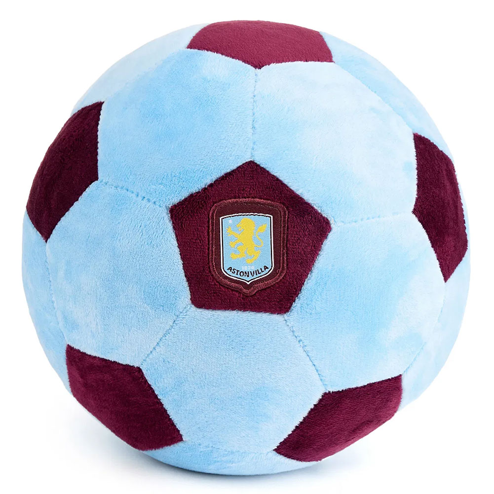 Aston Villa FC soft plush football with claret and sky blue panels and a Villa crest in the middle