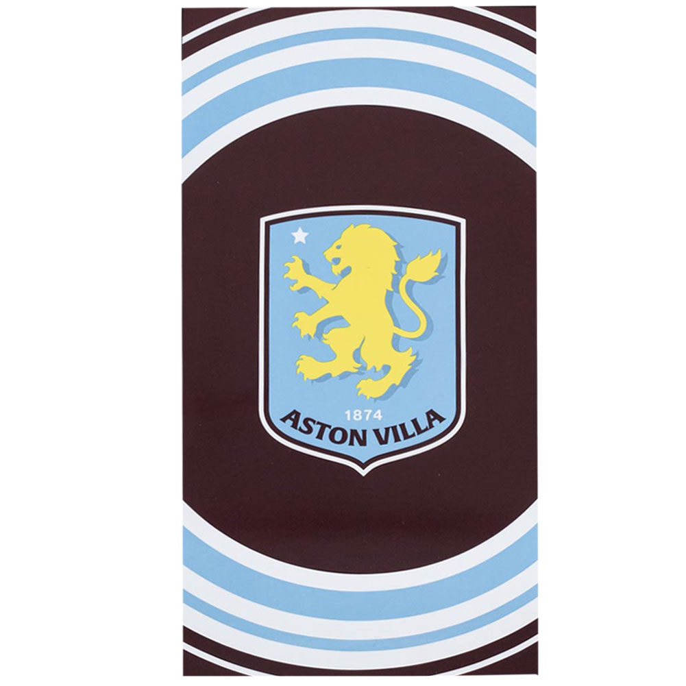 Aston Villa FC Pulse cotton velour beach towel with a large central crest