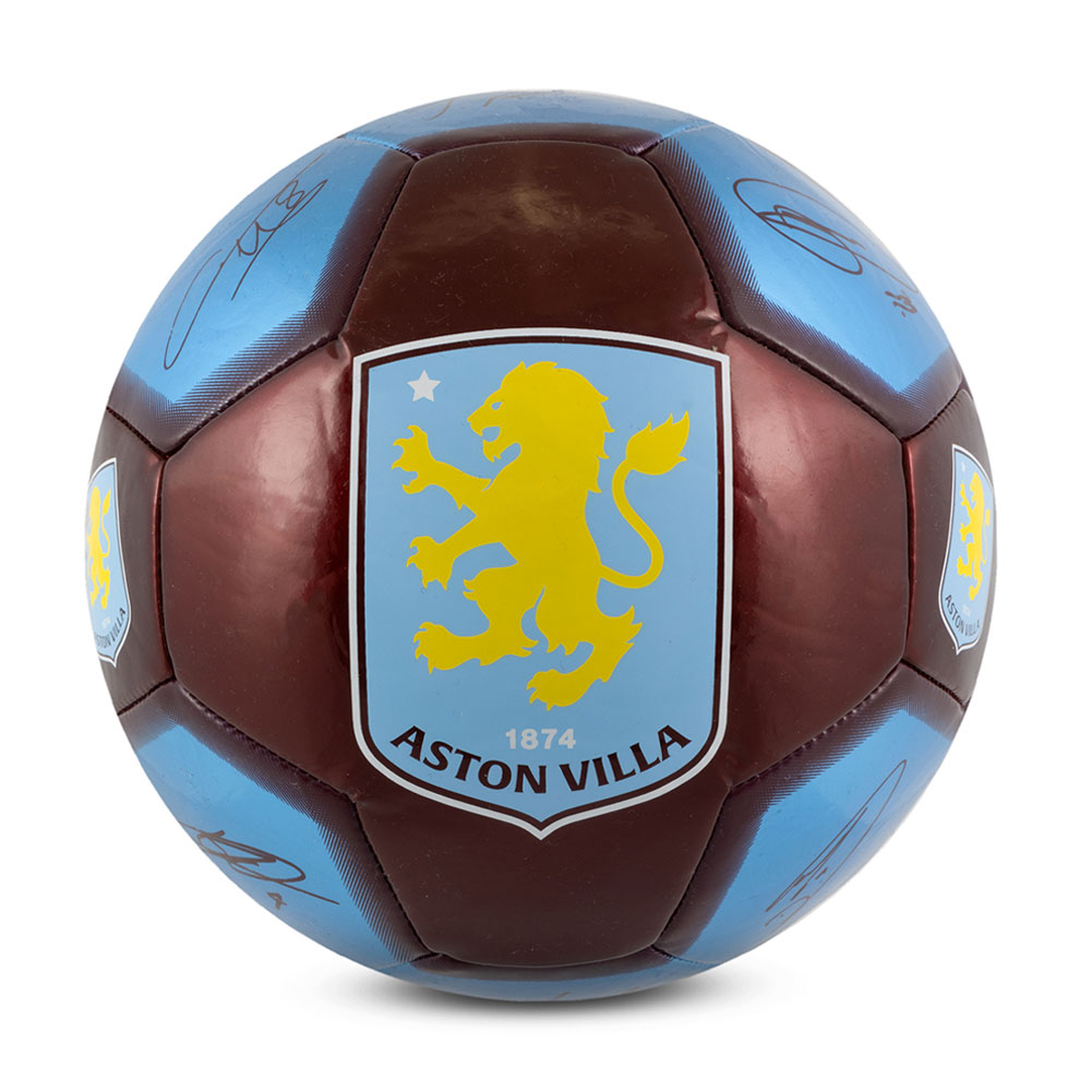 Aston Villa FC Sig 26 skill ball with the club crest, Up The Villa strapline in white and player signatures