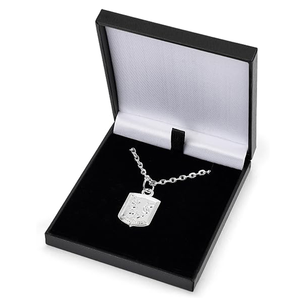 Aston Villa FC silver plated pendant on a chain necklace with a lobster clasp, presented in a gift box