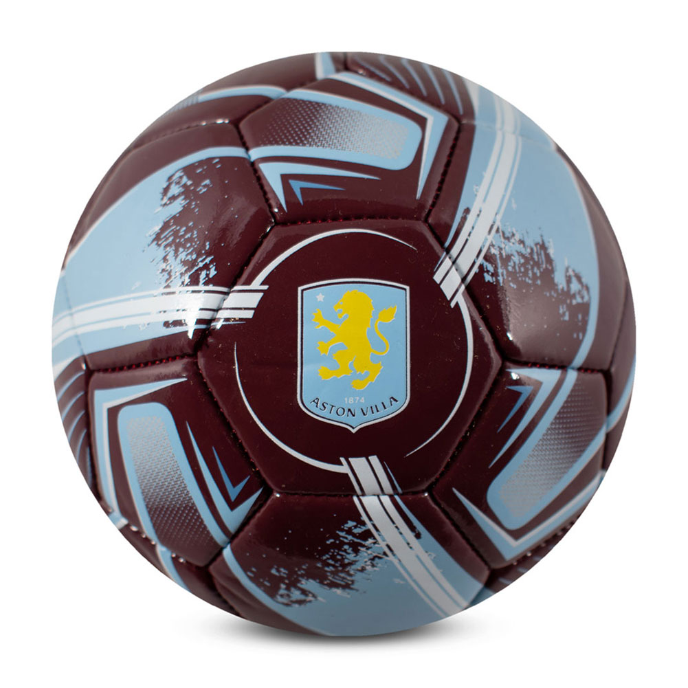 Aston Villa FC Turbine print claret, blue and white 32 panel skill ball with a full colour Villa crest