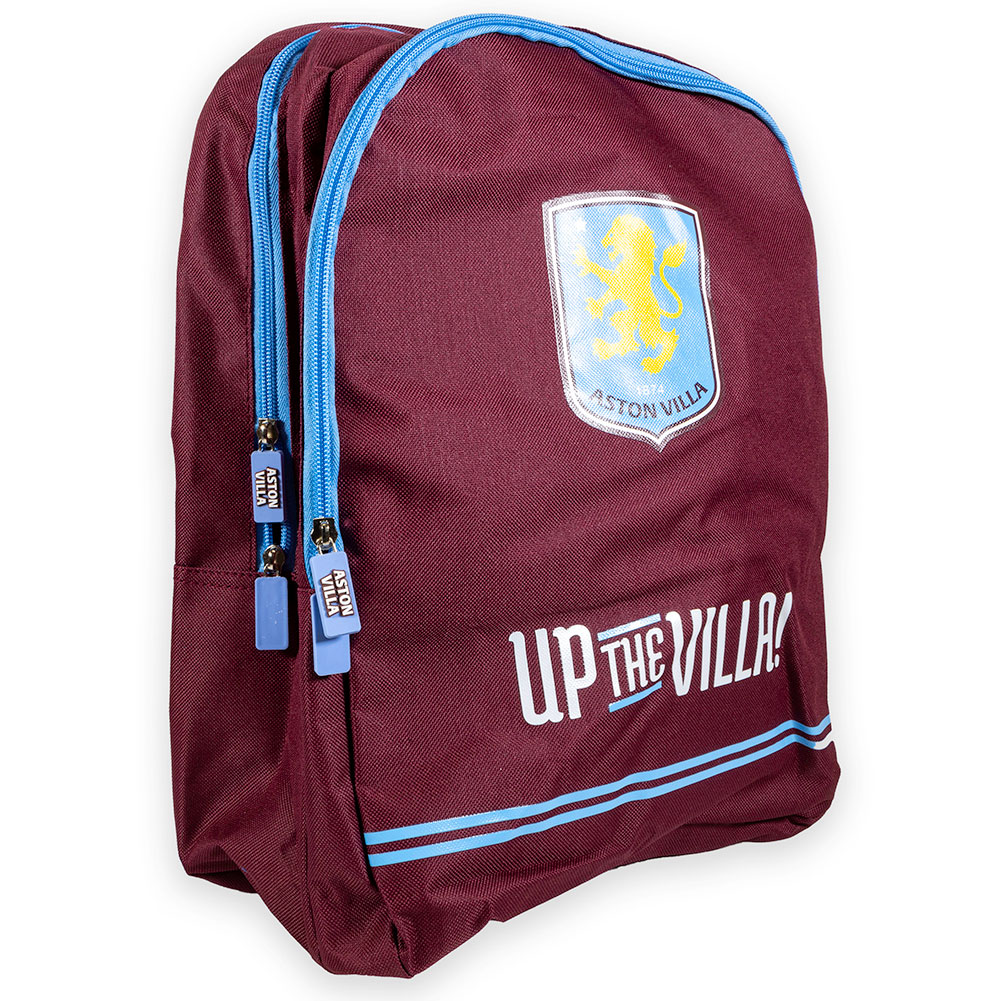 Aston Villa FC Up The Villa design backpack with a large full colour Villa crest