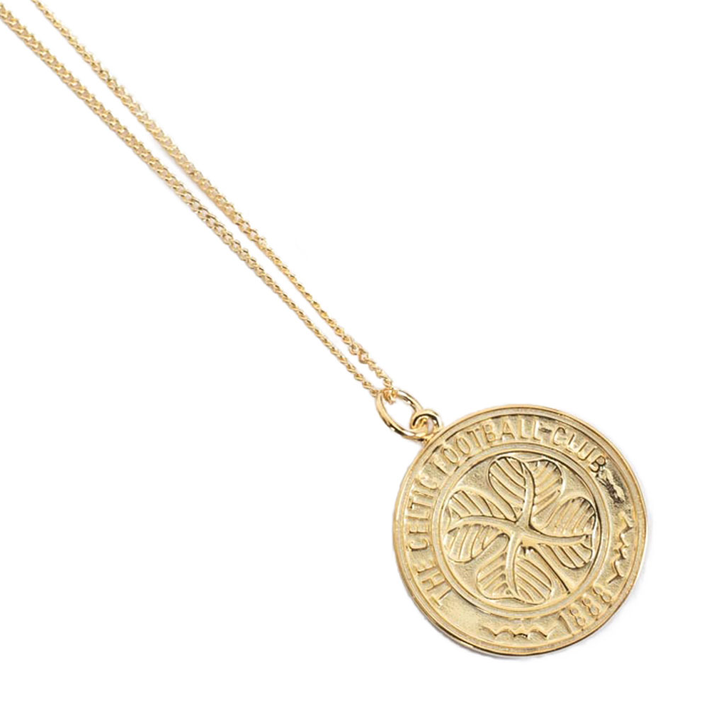 Celtic FC crest pendant on an 18ct gold plated sterling silver chain necklace