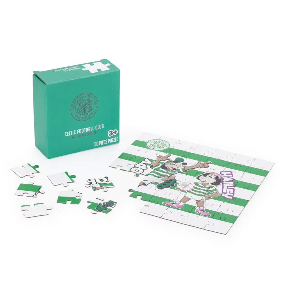 Celtic FC 50-piece junior jigsaw puzzle showing a picture of the Celtic mascots Hoopy and Hailry